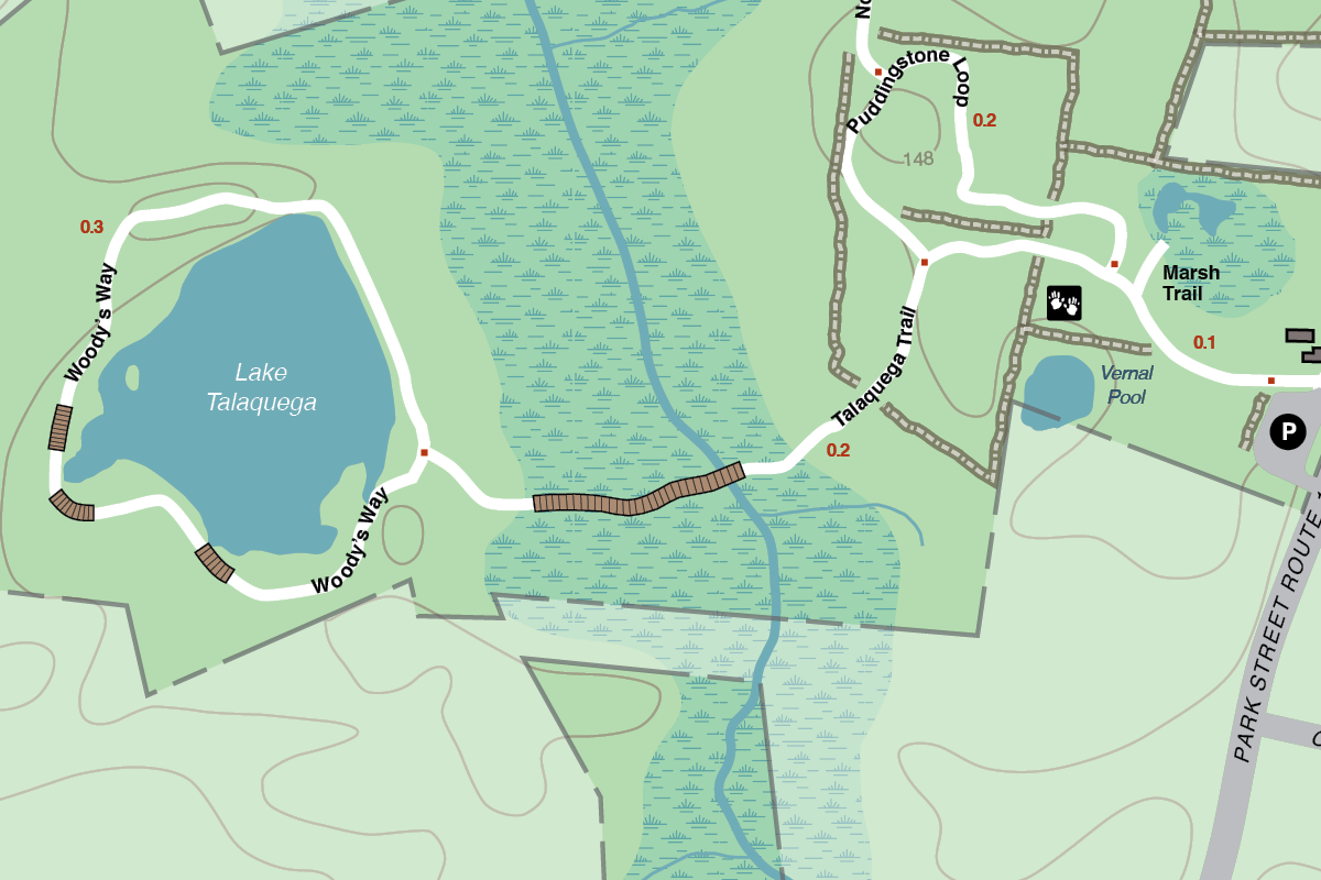 close up of oak knoll map