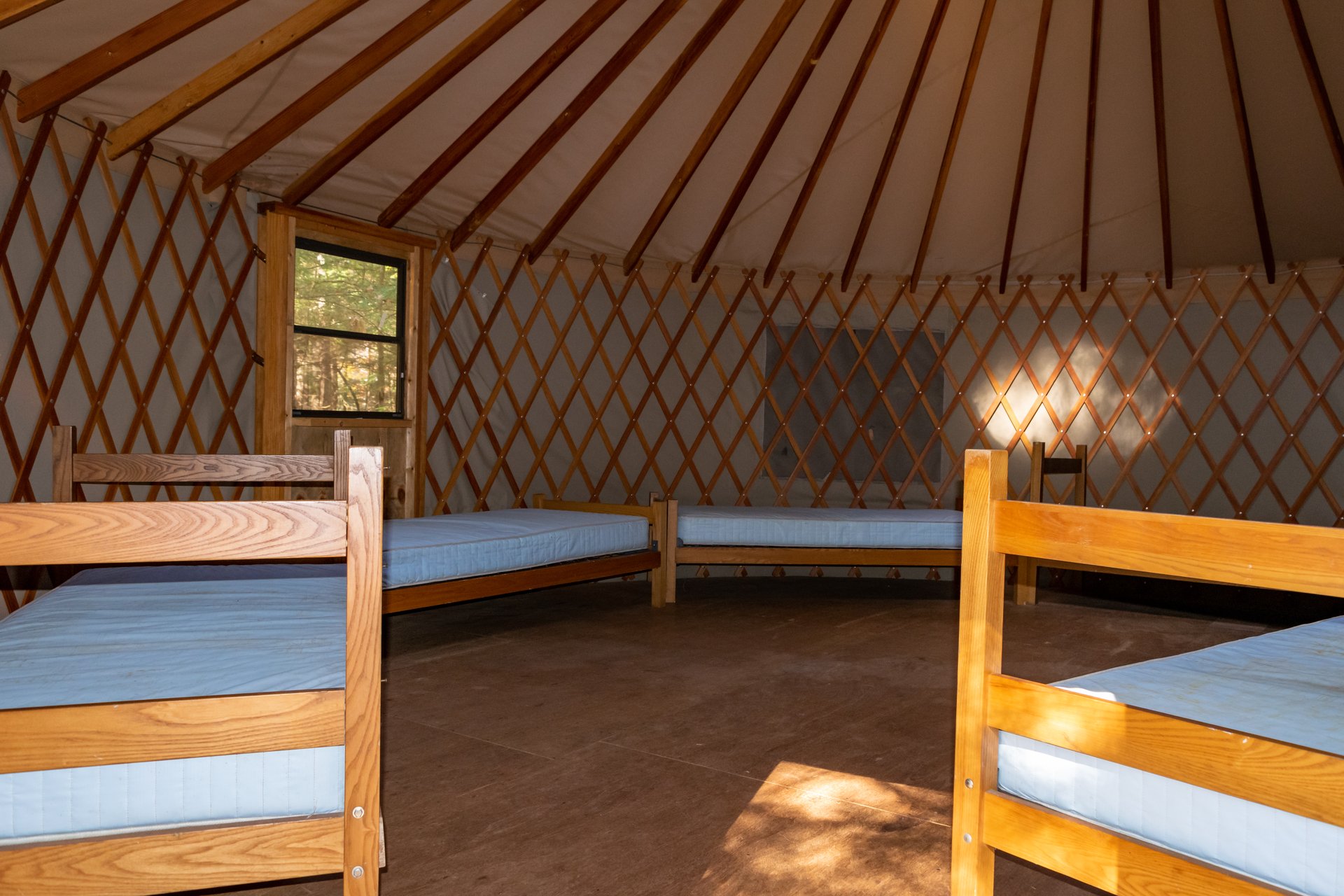 beds inside a yurt