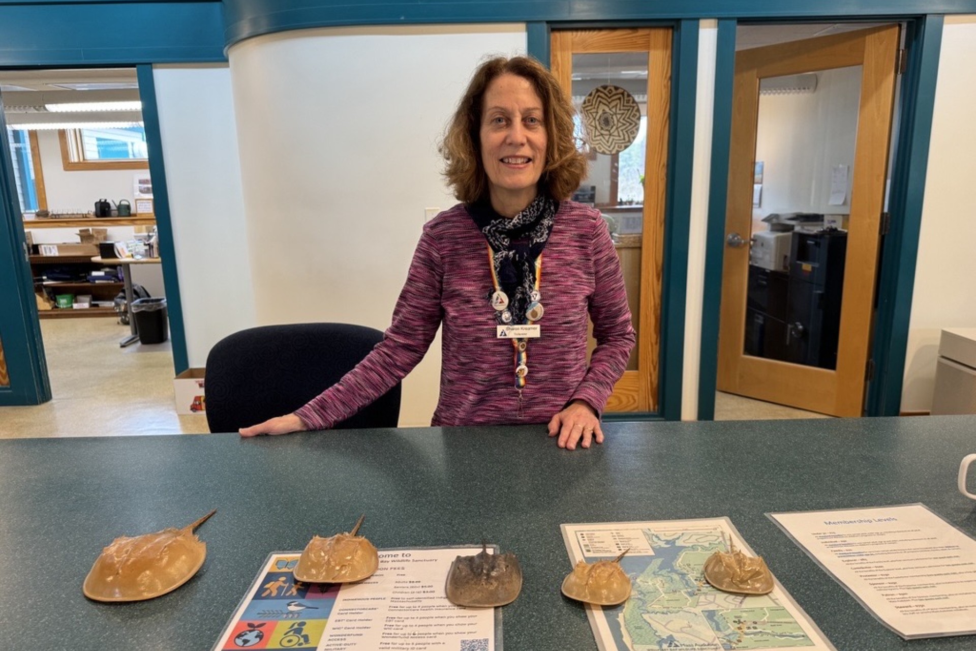 Sharon with horseshoe crabs
