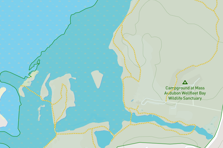 Zoomed in view of Wellfleet Bay Digital Trail map