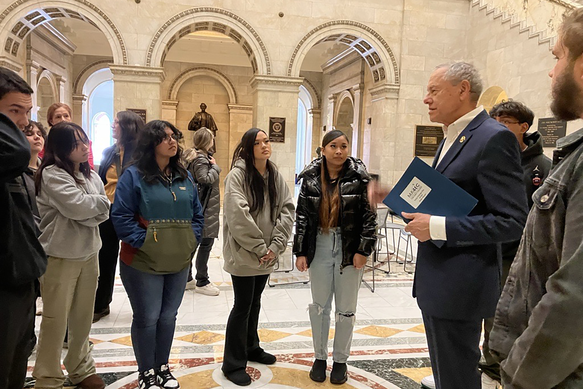 MA state representative Paul Schmid speaking to YCLP students