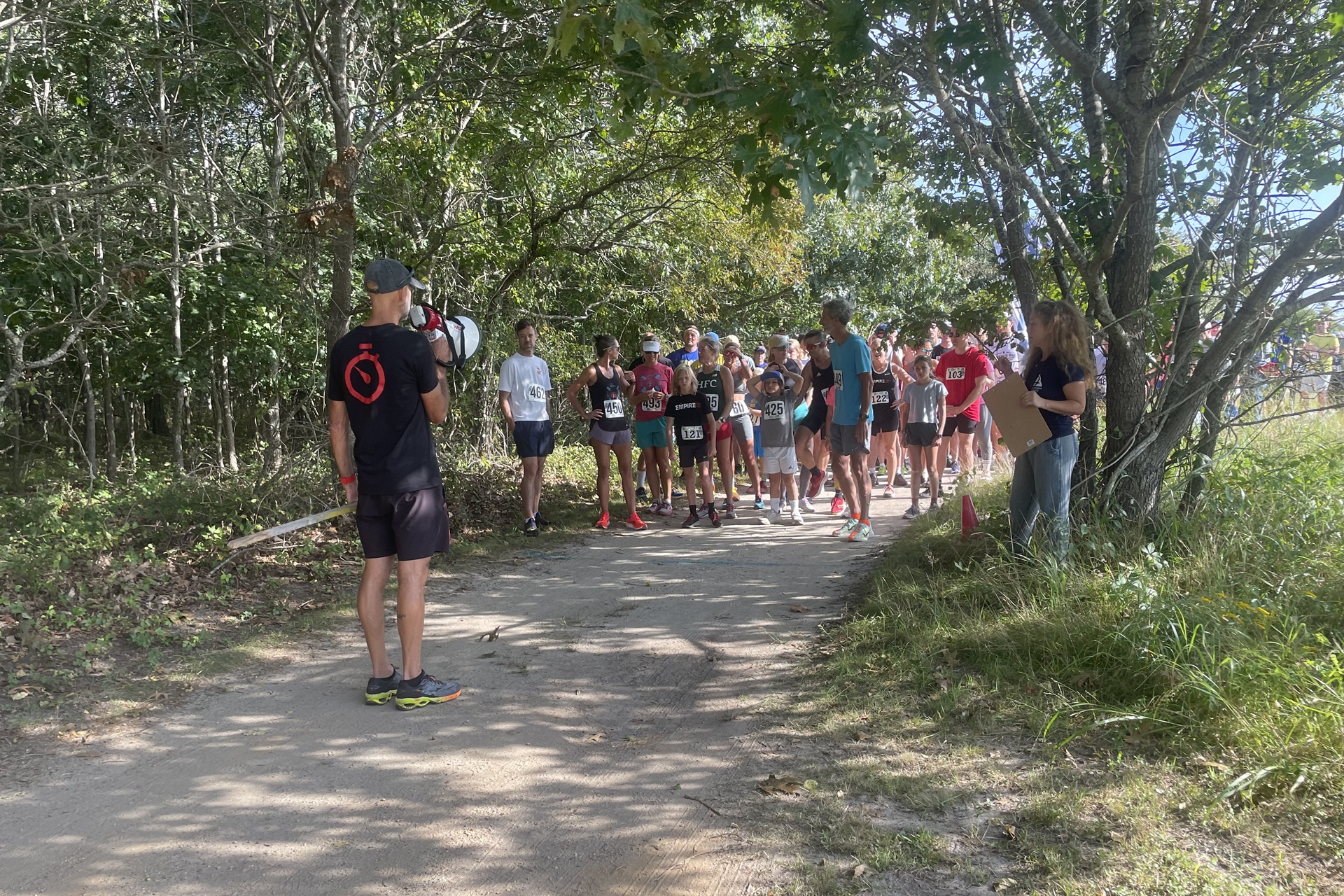 Staff preparing runners for the Foot it for Felix 5k race