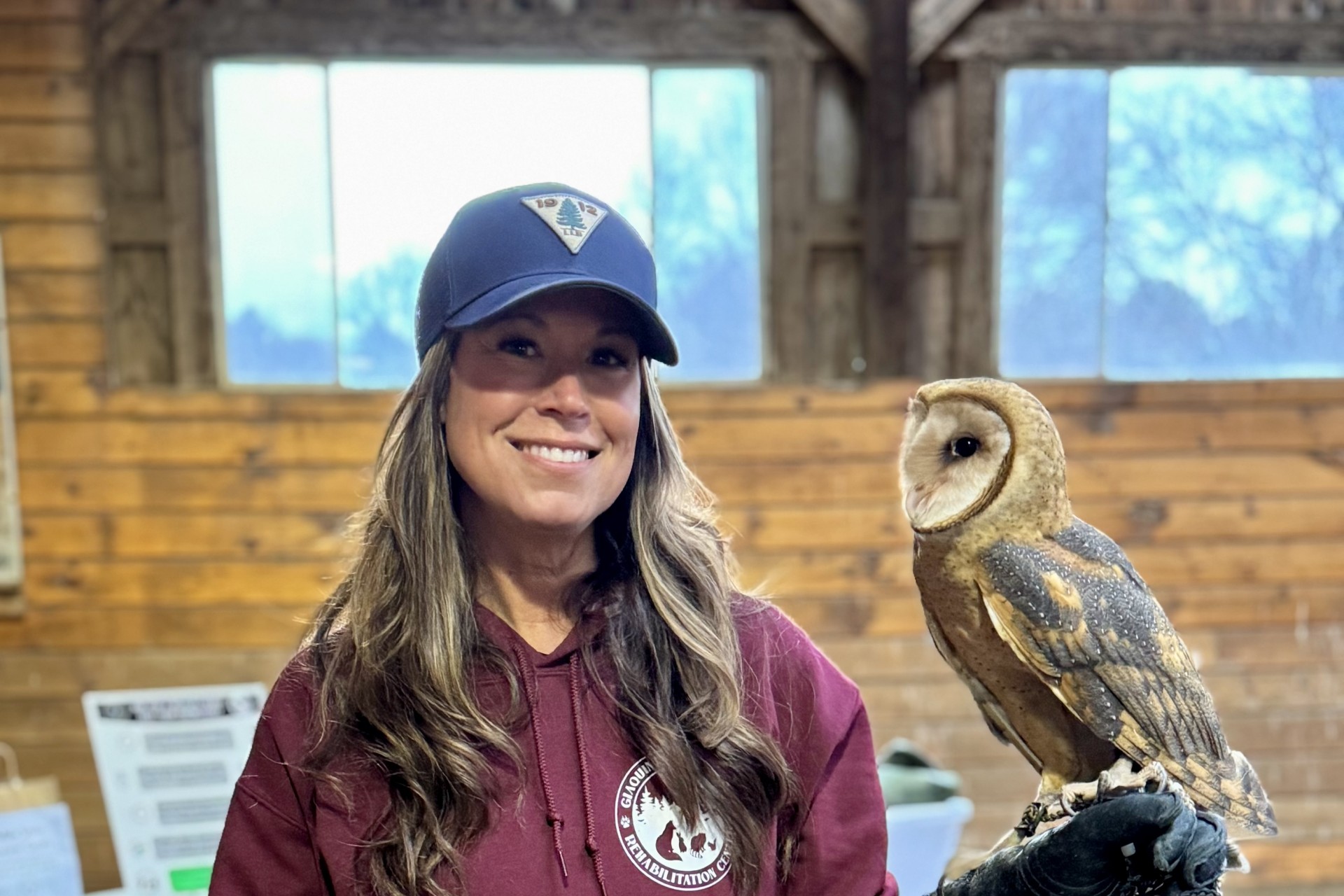Alyssa holding barn owl