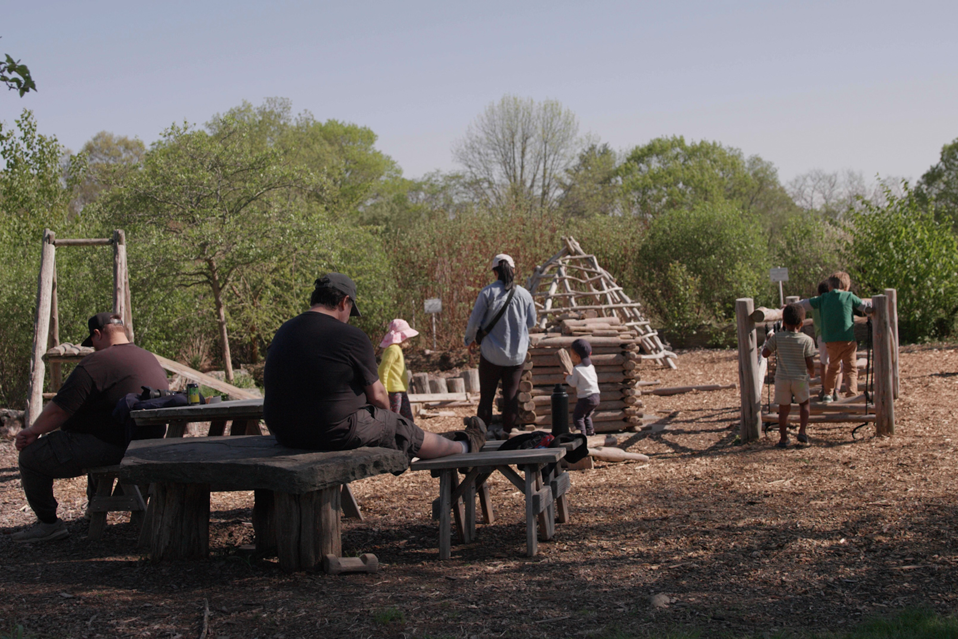 Children playing at nature play area