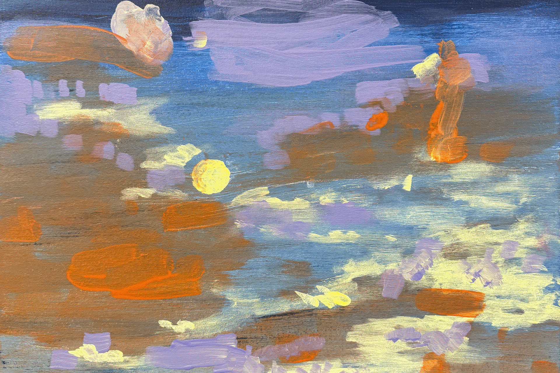 Colorful abstract painting of the sun in the sky