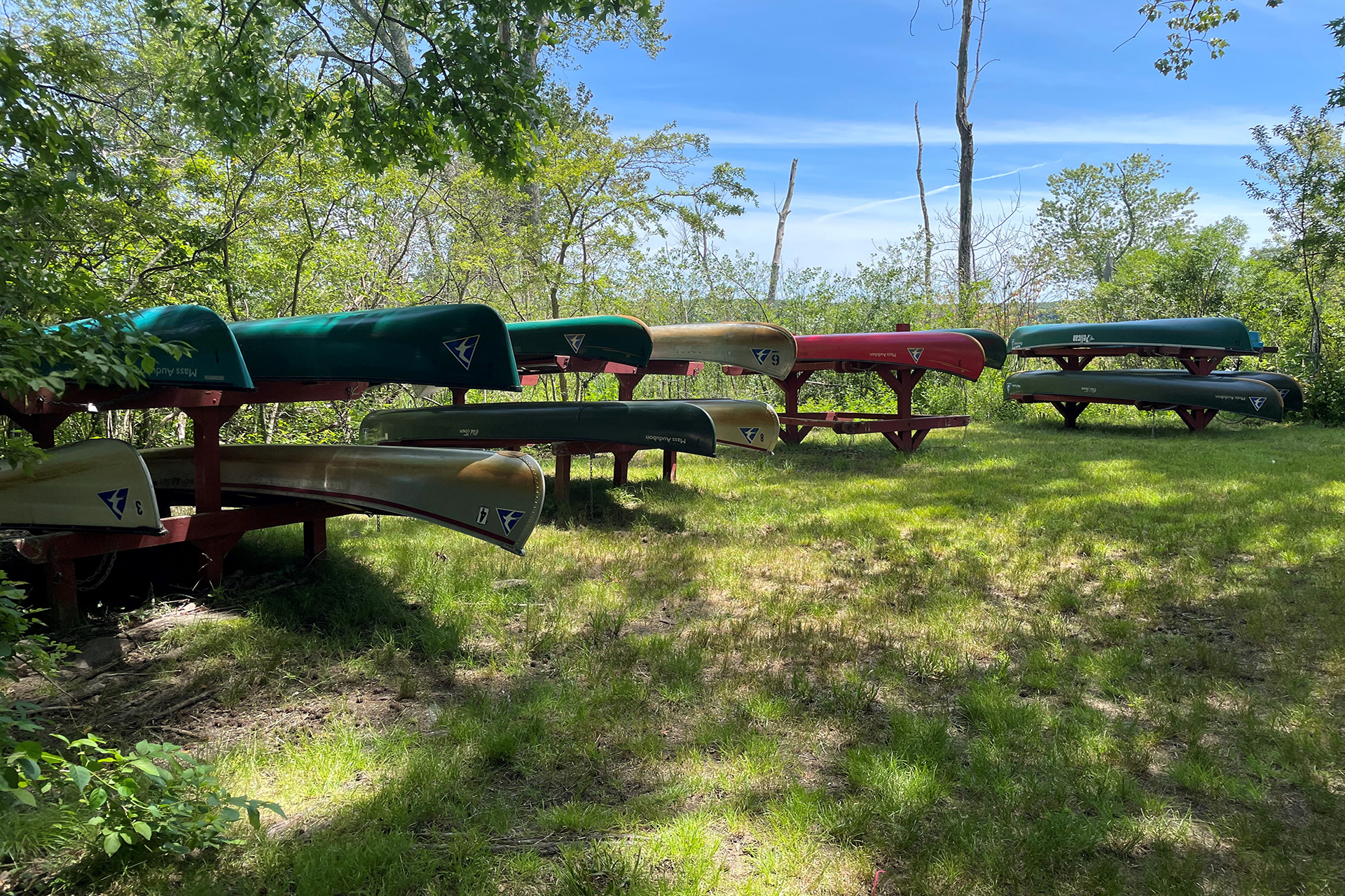 canoes on storage racks