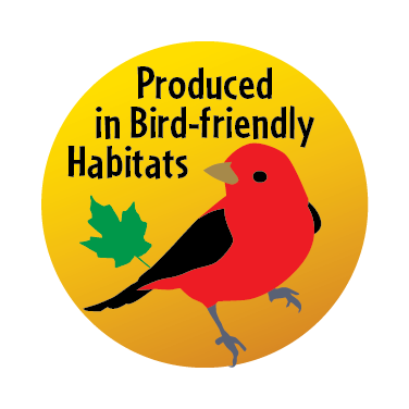 Label for certified Massachusetts Bird-friendly Maple Project