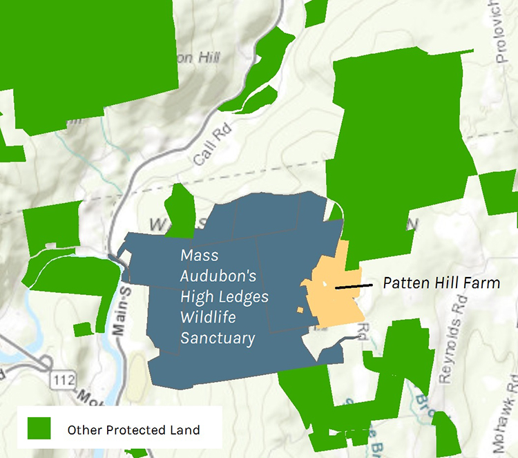 Map of 67-acre Patten Hill property and other protected land