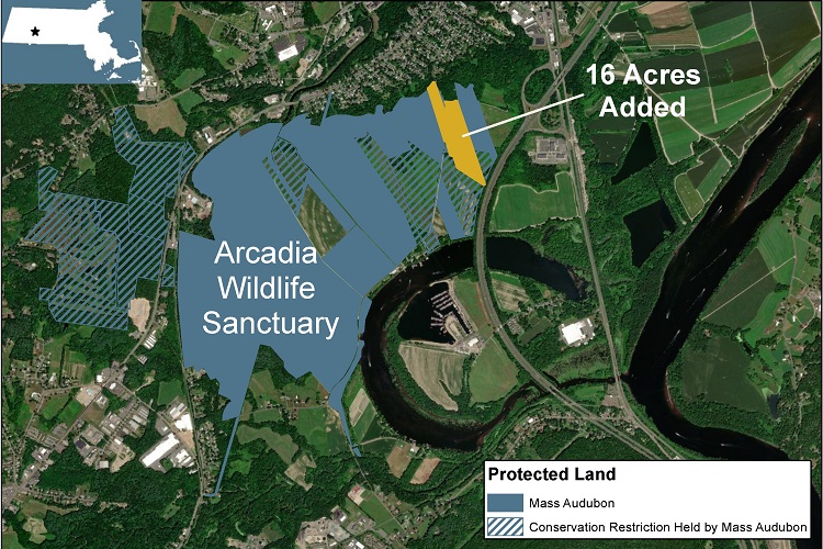 A map showing the now-protected Bercume property that was added to Arcadia Wildlife Sanctuary