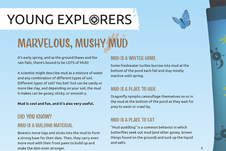 Young Explorers - Marvelous, Mushy Mud activity page