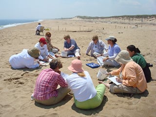 Teachers at a workshop on Plum Island with Joppa Flats Education Center