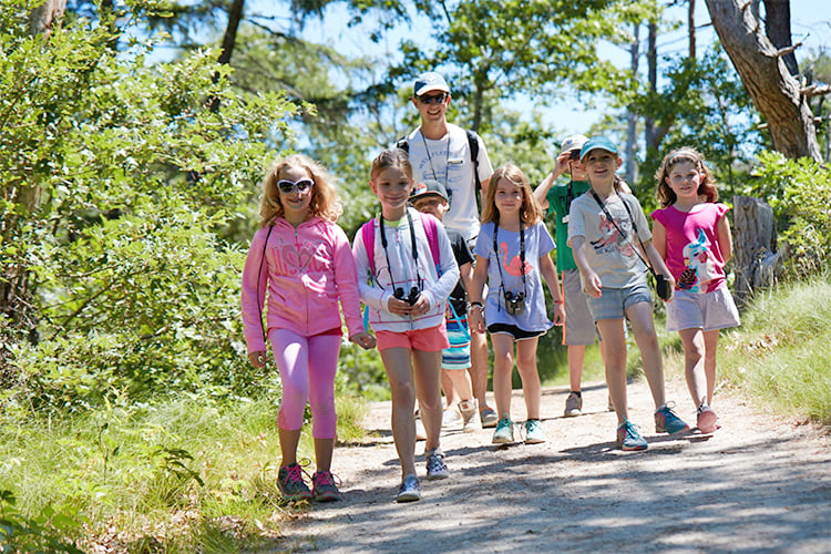 Campers exploring on the trails at Wellfleet Bay
