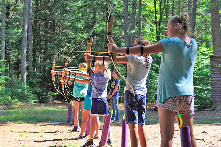 Campers doing archery at Wildwood