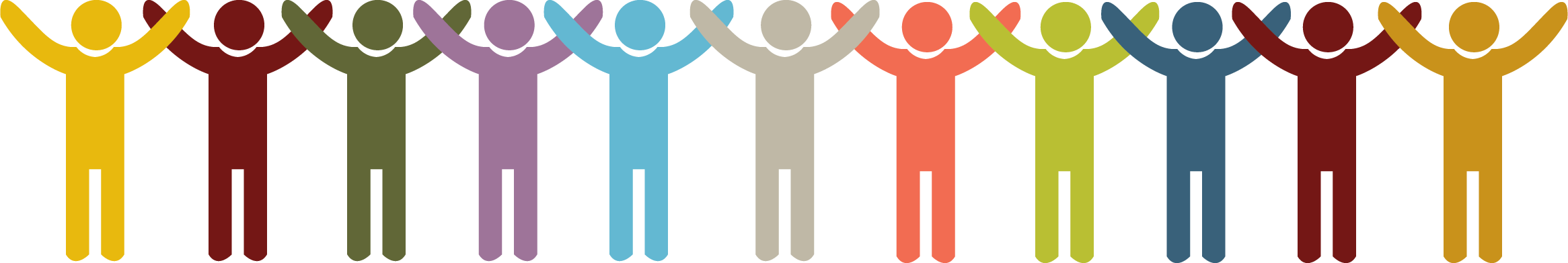 Multicolored silhouettes of people
