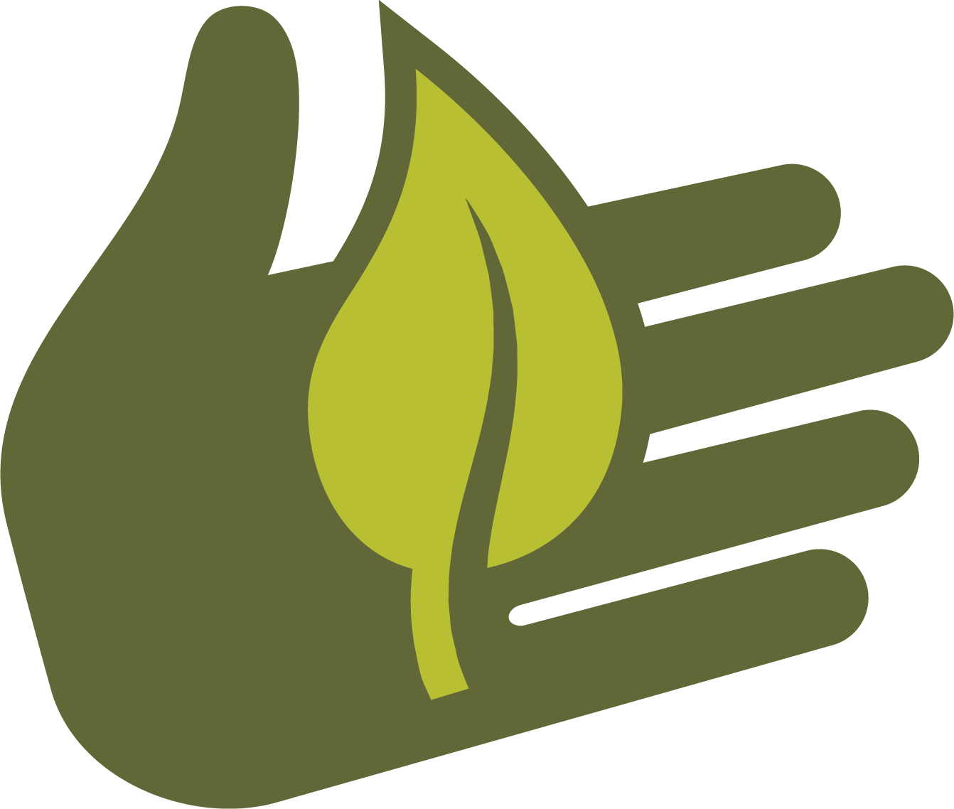 Silhouette of a hand holding a leaf
