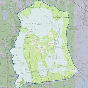 Map for Assawompsett Ponds Complex IBA site