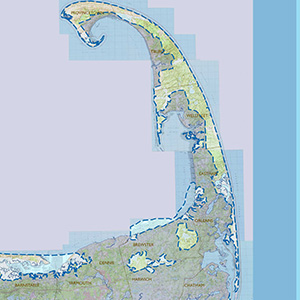 Map of the Cape Cod National Seashore, incl. Wellfleet Bay Wildlife Sanctuary IBA site