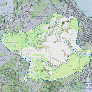 Map of the Daniel Webster Wildlife Sanctuary and Cherry Hill IBA site