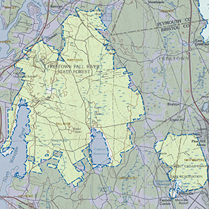 Map of the Freetown State Forest and Southeastern MA Bioreserve IBA site