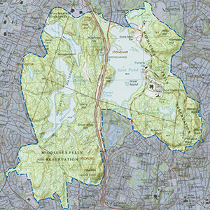 Map of the Middlesex Fells IBA site