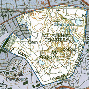 Map of the Mt. Auburn Cemetery IBA site