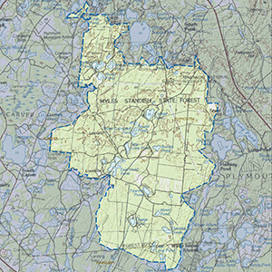 Map of the Myles Standish State Forest IBA site